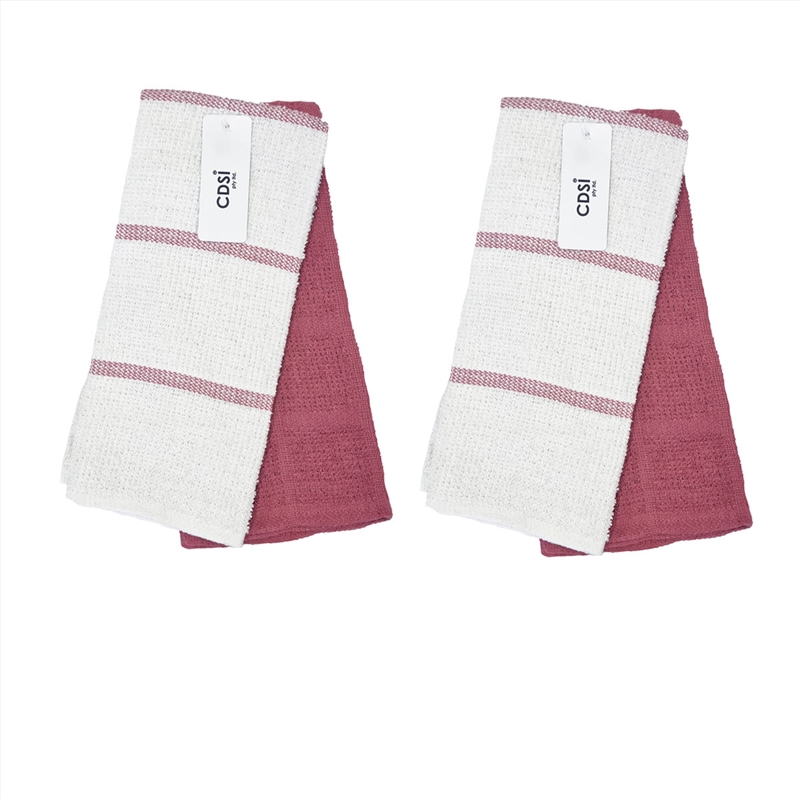 Set of 4 Rosa Cotton Rich Terry Tea Towels 42 x 62cm Cherry/Product Detail/Homewares