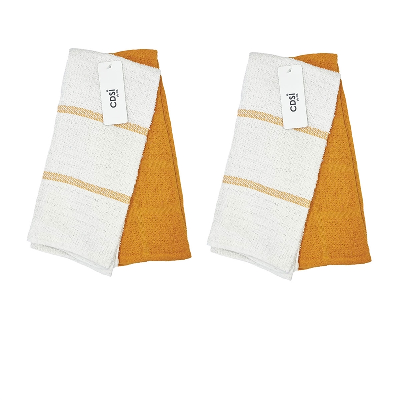 Set of 4 Rosa Cotton Rich Terry Tea Towels 42 x 62cm Mustard/Product Detail/Homewares