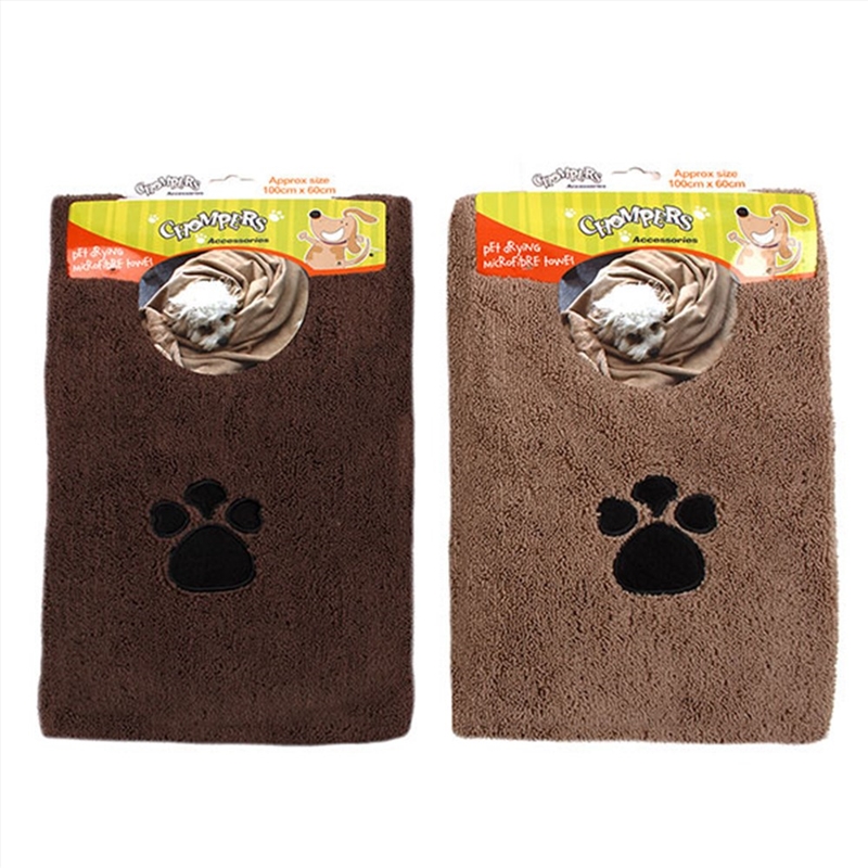 Chompers Pet Drying Microfibre Towel - - 1 x Colour Randomly Selected/Product Detail/Pet Accessories