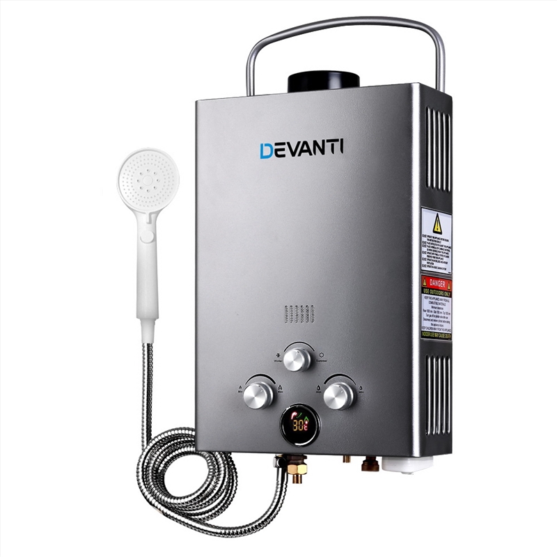 Devanti Outdoor Gas Hot Water Heater Portable Camping Shower 12V Pump Grey/Product Detail/Outdoor