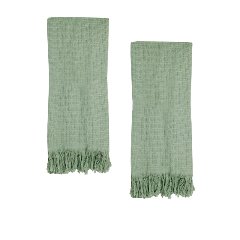 J Elliot Home 400GSM Camila Set of 2 Cotton Waffle Hand Towels 45 x 65 cm Pistachio/Product Detail/Manchester