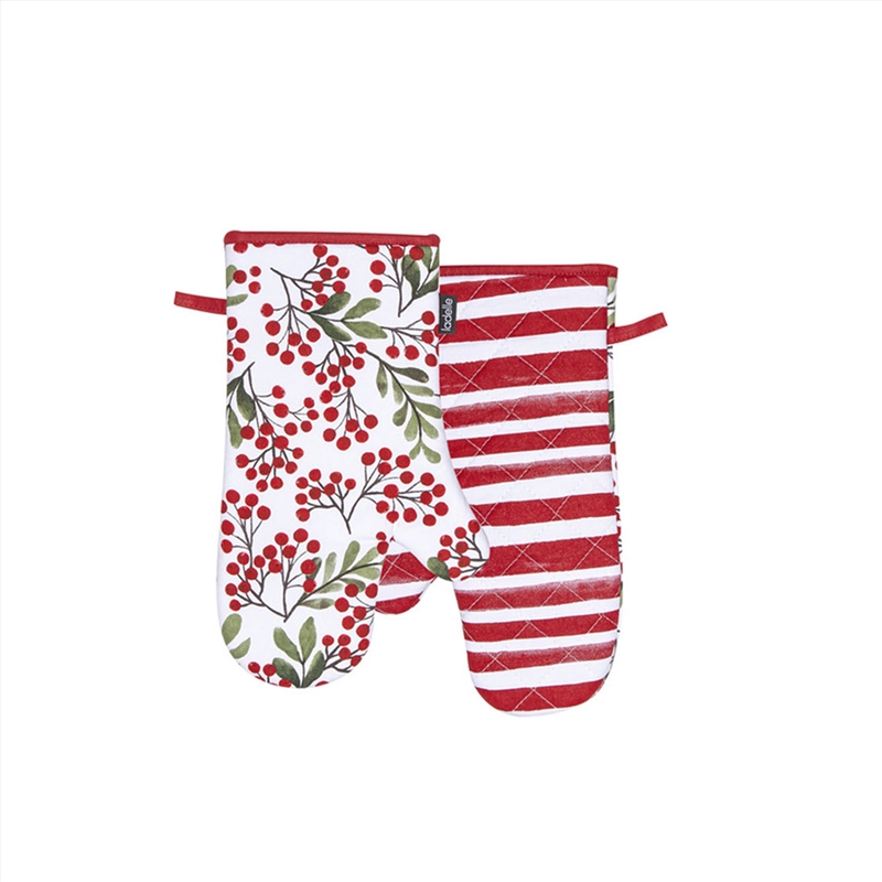 Ladelle Berry Berry Christmas Set of 2 Oven Mitts 18 x 33 cm/Product Detail/Homewares