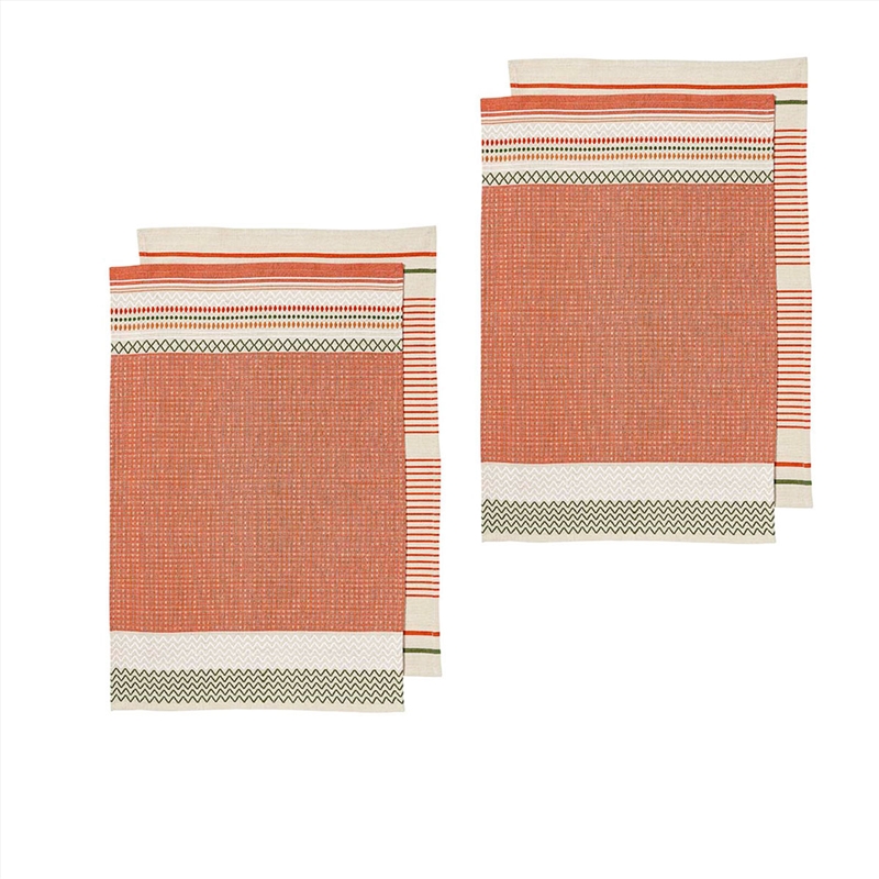 Ladelle Intrinsic Set of 4 Cotton Kitchen Towels Bold Rust/Product Detail/Homewares