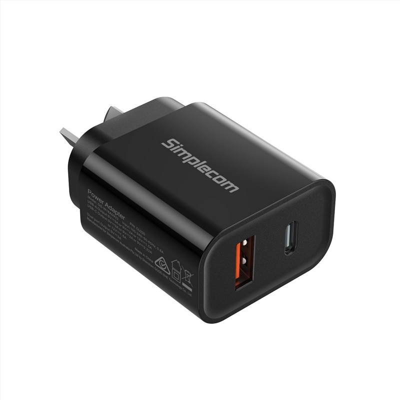 Simplecom CU220 Dual Port PD 20W Fast Wall Charger USB-C + USB-A for Phone Tablet/Product Detail/Electronics