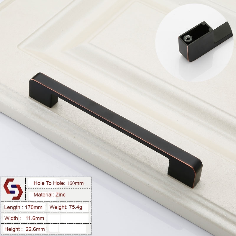 Zinc Kitchen Cabinet Handles Drawer Bar Handle Pull black+copper color hole to hole size 160mm/Product Detail/Homewares