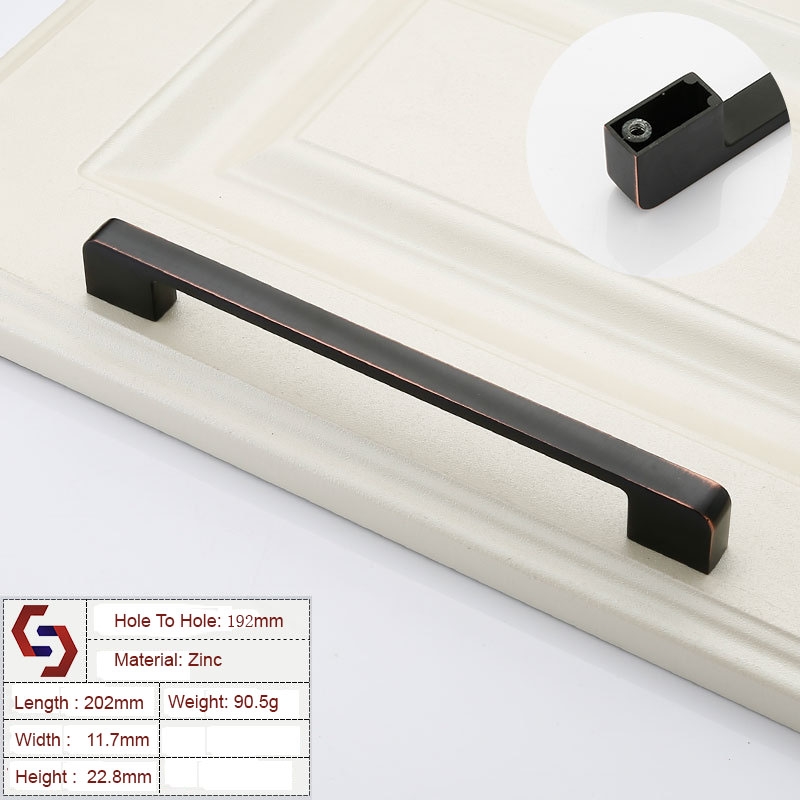 Zinc Kitchen Cabinet Handles Drawer Bar Handle Pull black+copper color hole to hole size 192mm/Product Detail/Homewares