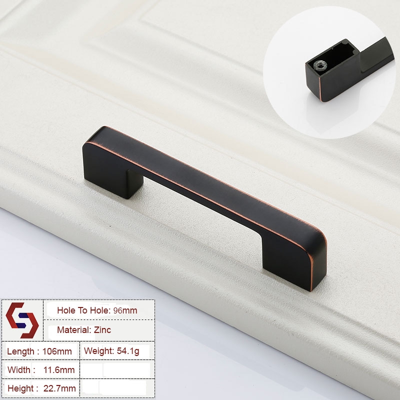 Zinc Kitchen Cabinet Handles Drawer Bar Handle Pull black+copper color hole to hole size 96mm/Product Detail/Homewares