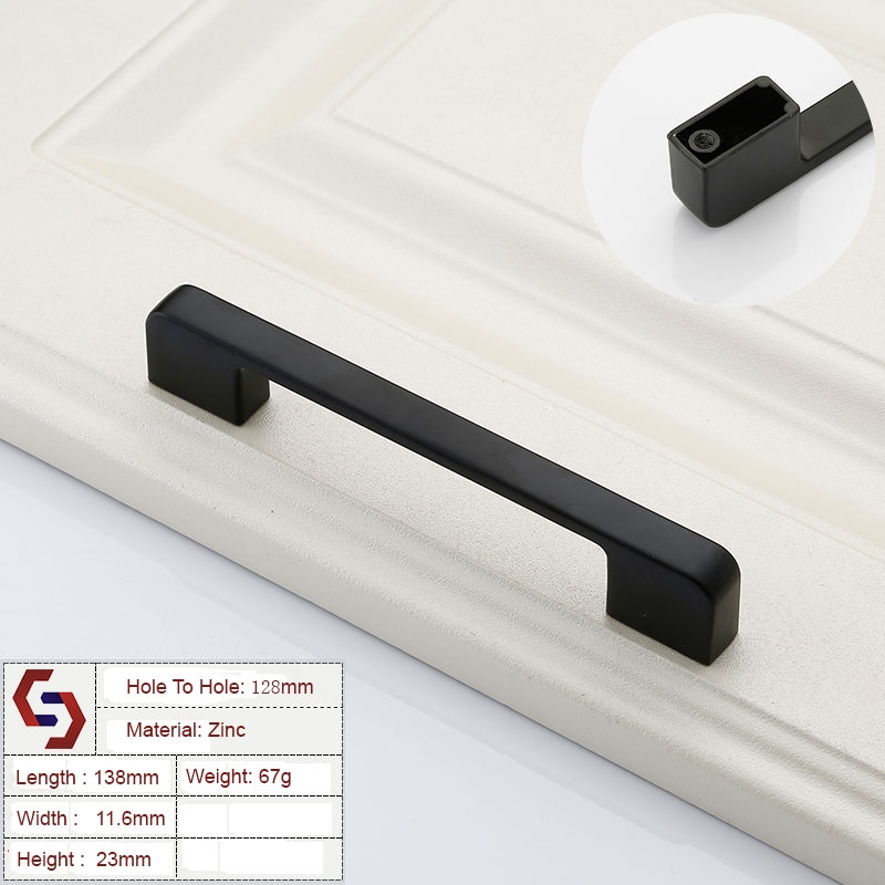 Zinc Kitchen Cabinet Handles Drawer Bar Handle Pull black color hole to hole size 128mm/Product Detail/Homewares