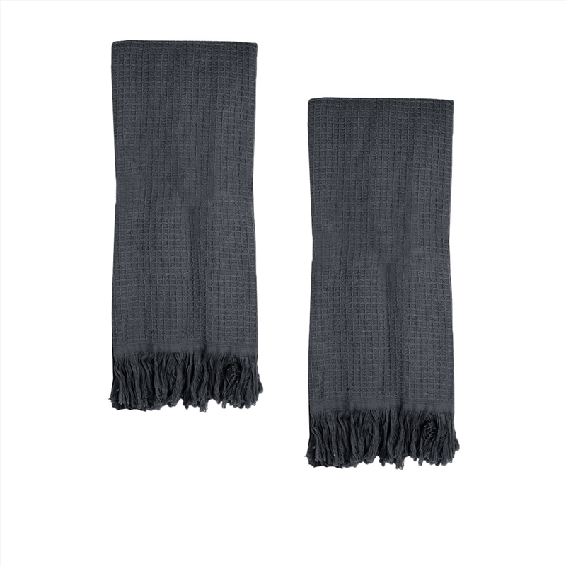 J Elliot Home 400GSM Camila Set of 2 Cotton Waffle Hand Towels 45 x 65 cm Coal/Product Detail/Manchester