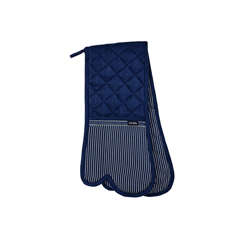 Ladelle Professional Series Stripe Navy Double Oven Mitt 20 x 94 cm/Product Detail/Homewares