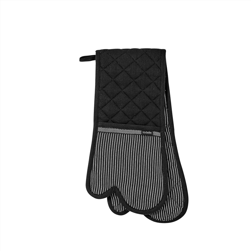 Ladelle Professional Series Stripe Black Double Oven Mitt 20 x 94 cm/Product Detail/Homewares