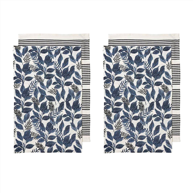 Ladelle Tierra Set of 4 Cotton Kitchen Towels Navy/Product Detail/Homewares