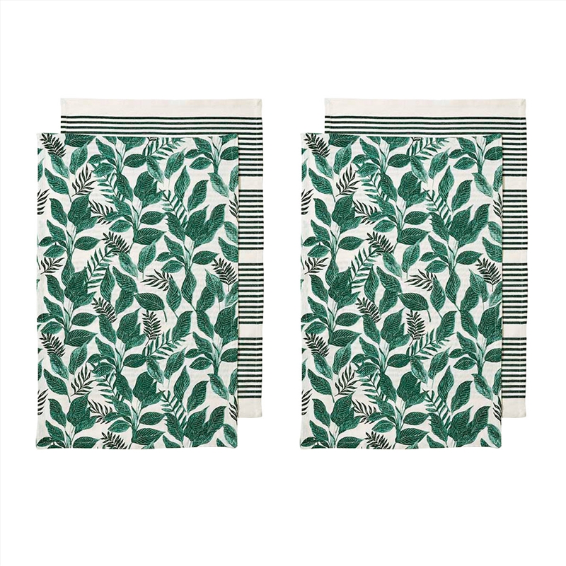 Ladelle Tierra Set of 4 Cotton Kitchen Towels Green/Product Detail/Homewares