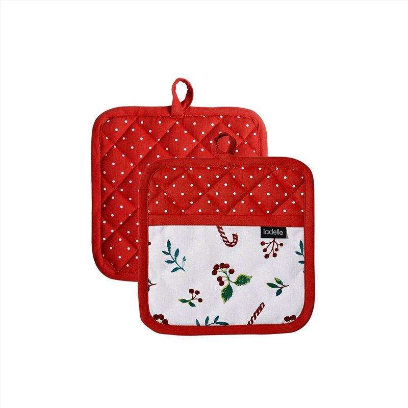 Ladelle Joyful Red Set of 2 Pot Holders 21 x 21 cm/Product Detail/Homewares