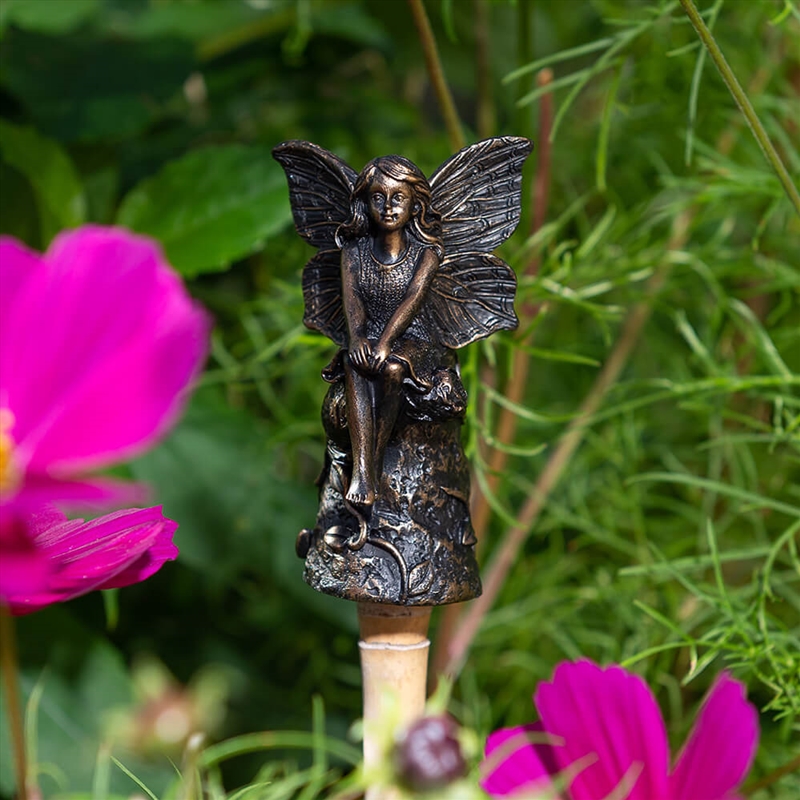 Topper - Antique Bronze Fairy Sitting On Tree Stump/Product Detail/Homewares