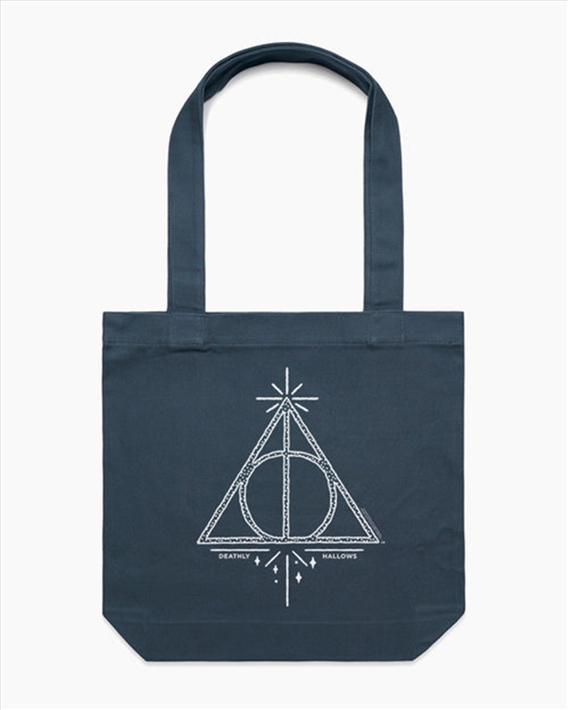 Buy Deathly Hallows Logo Tote Bag - Petrol Blue Online | Sanity