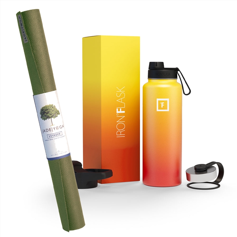 Jade Yoga Voyager Mat - Olive & Iron Flask Wide Mouth Bottle with Spout Lid, Fire, 40oz/1200ml/Product Detail/Gym Accessories