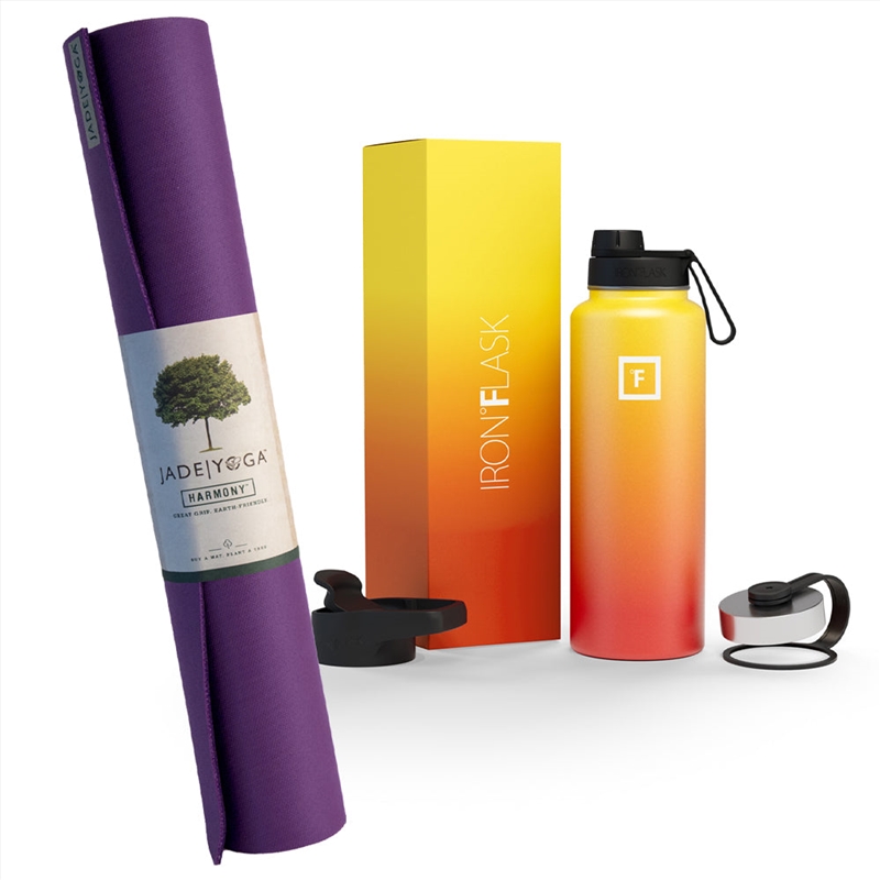 Jade Yoga Harmony Mat - Purple & Iron Flask Wide Mouth Bottle with Spout Lid, Fire, 40oz/1200ml/Product Detail/Gym Accessories