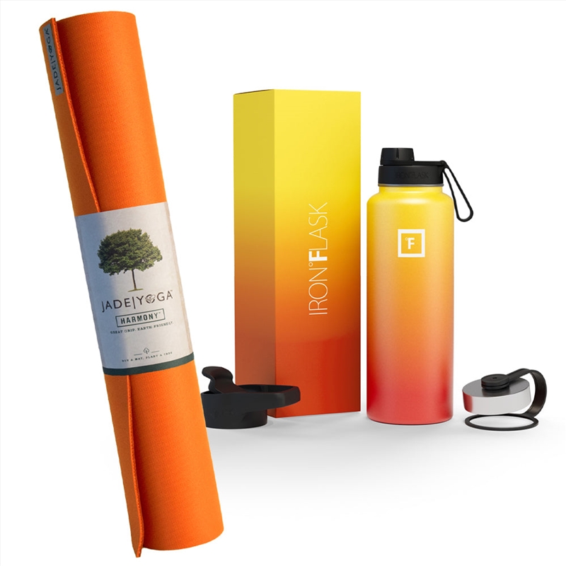 Jade Yoga Harmony Mat - Orange & Iron Flask Wide Mouth Bottle with Spout Lid, Fire, 40oz/1200ml/Product Detail/Gym Accessories