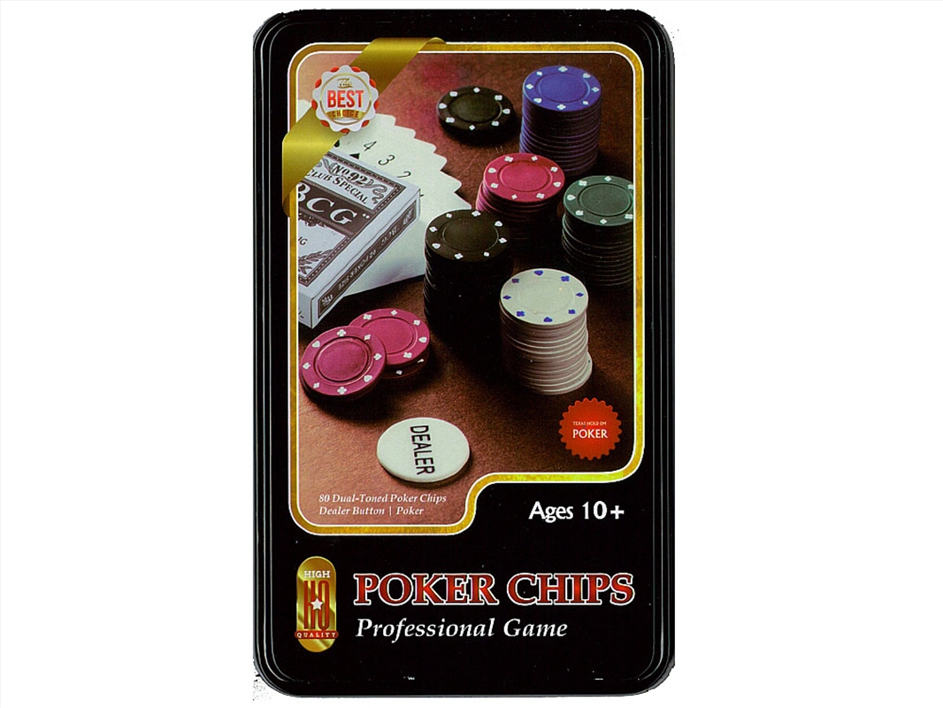 Poker Chips 80p In Tin With Cards/Product Detail/Card Games