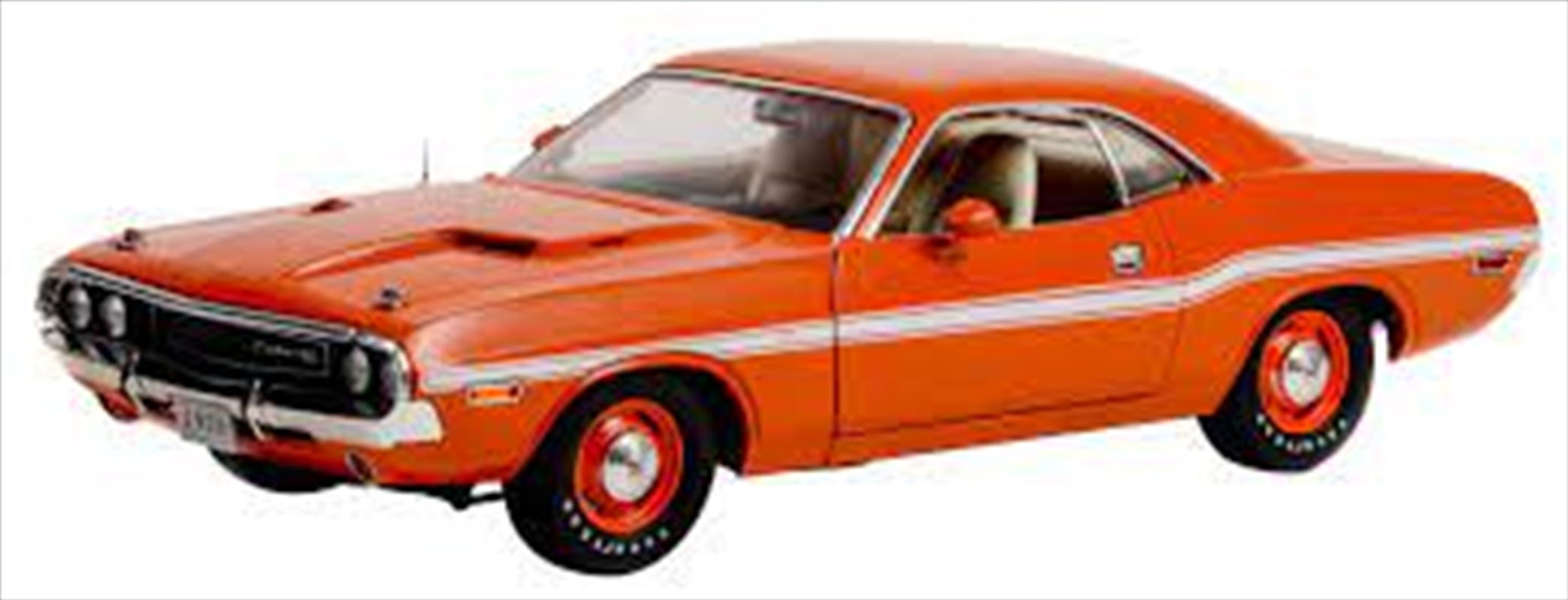 1:18 1970 Dodge Challenger R/T -  Go Mango with White Stripes and Dog Dish Wheels/Product Detail/Figurines