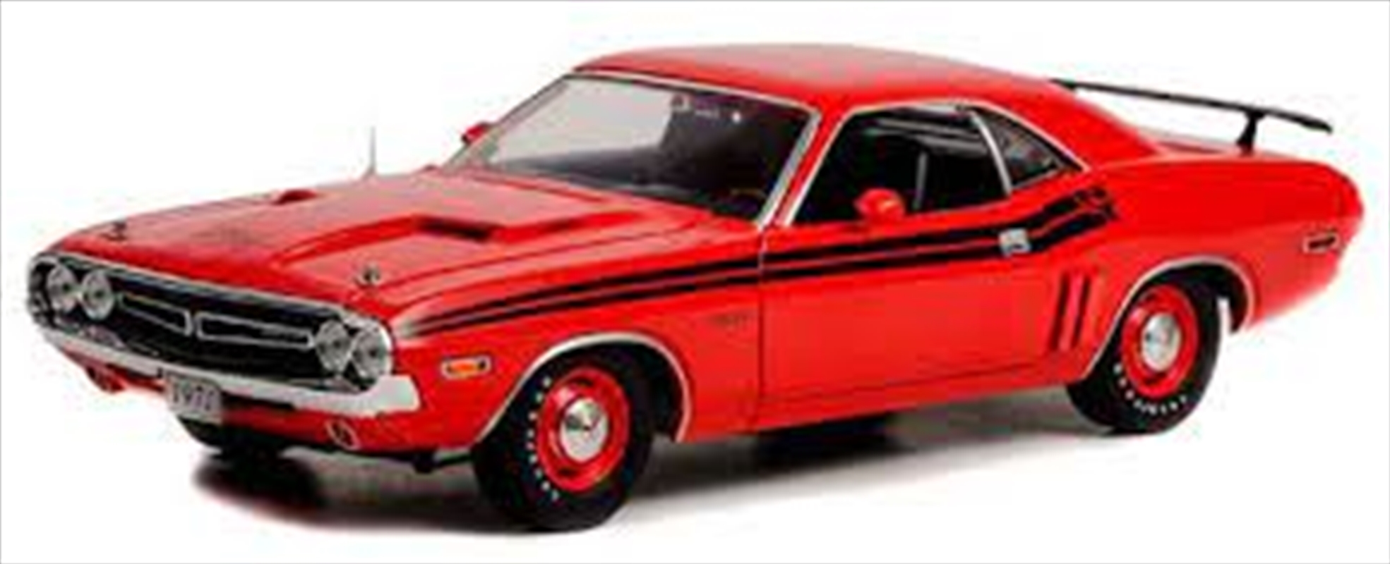 1:18 1971 Dodge Challenger R/T - Bright Red with Black Stripes and Dog Dish Wheels/Product Detail/Figurines