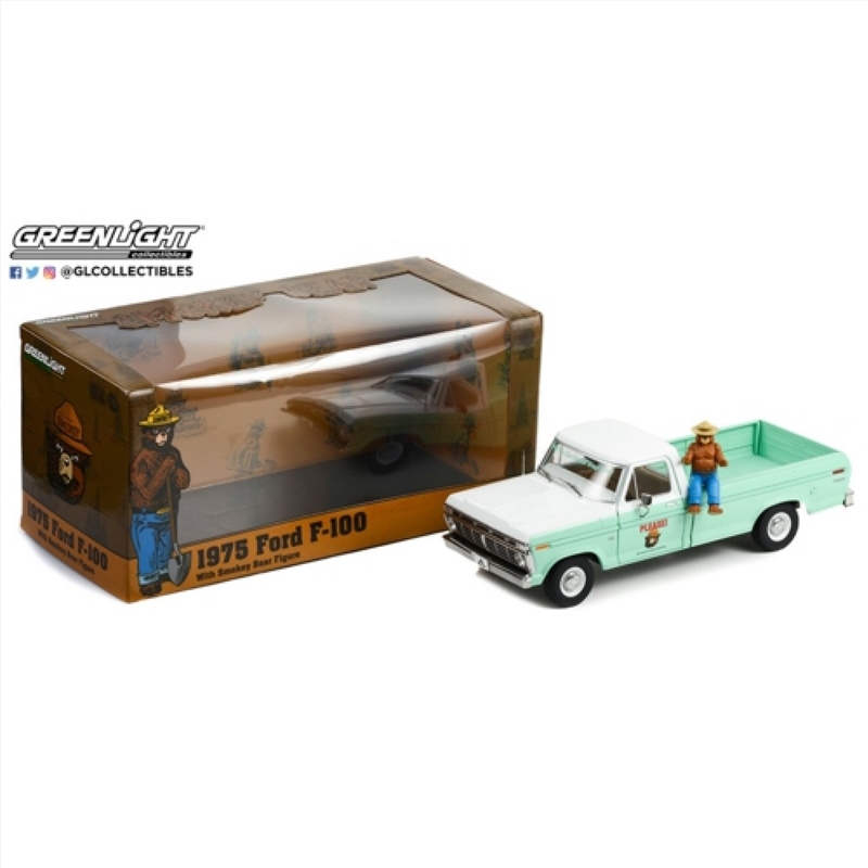 1:18 Smokey Bear Figure w/1975 Ford F-100 Forest Service Green "Only You Can Prevent Wildfires"/Product Detail/Figurines