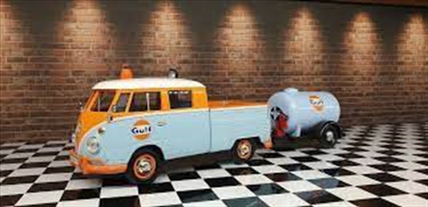 1:24 Gulf VW Pickup & Oil Tank Trailer/Product Detail/Figurines