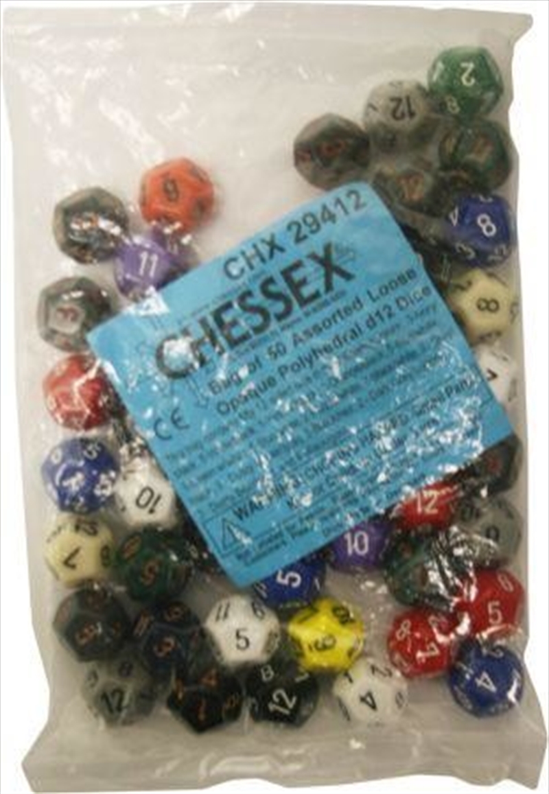 BULK D12 Dice Assorted Loose Opaque Polyhedral (50 Dice in Bag)/Product Detail/Dice Games