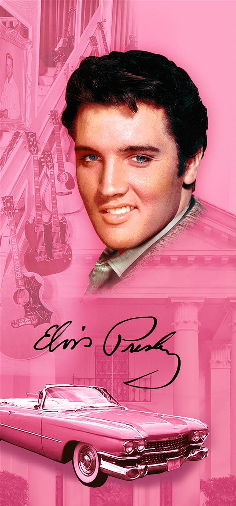 Elvis Towel Microfiber Body/Beach Pink w/Guitars/Product Detail/Manchester