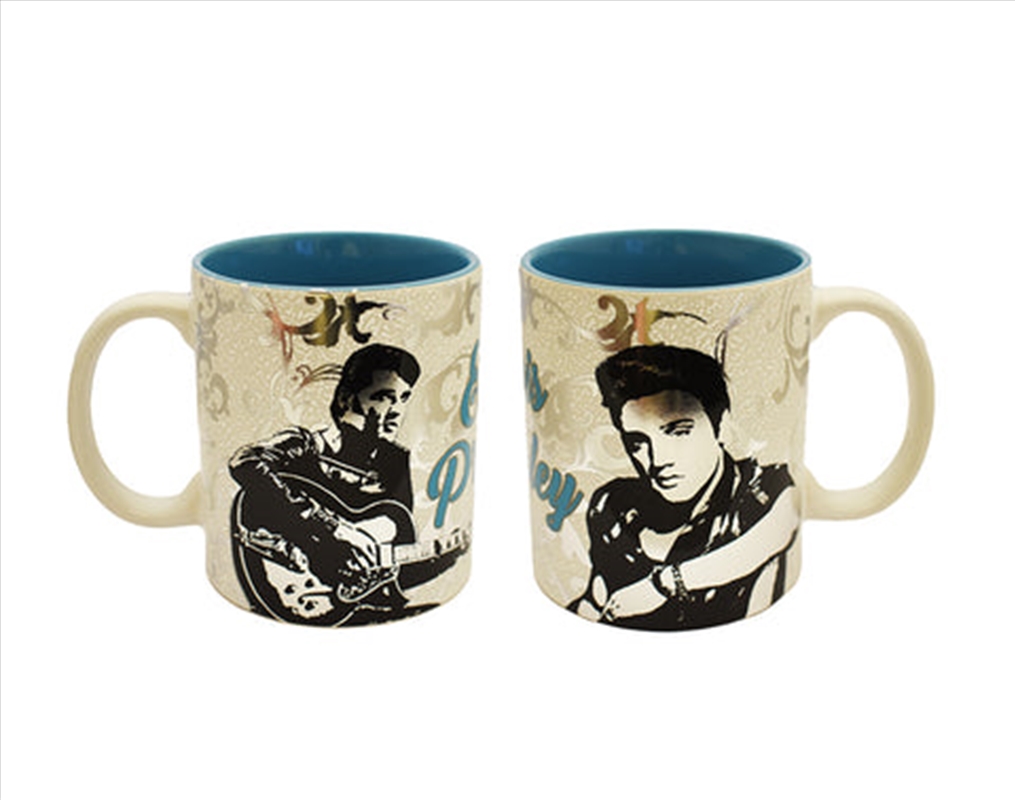 Elvis Mug White w/ Silver Foil Metallic and Highly Textured Background/Product Detail/Mugs