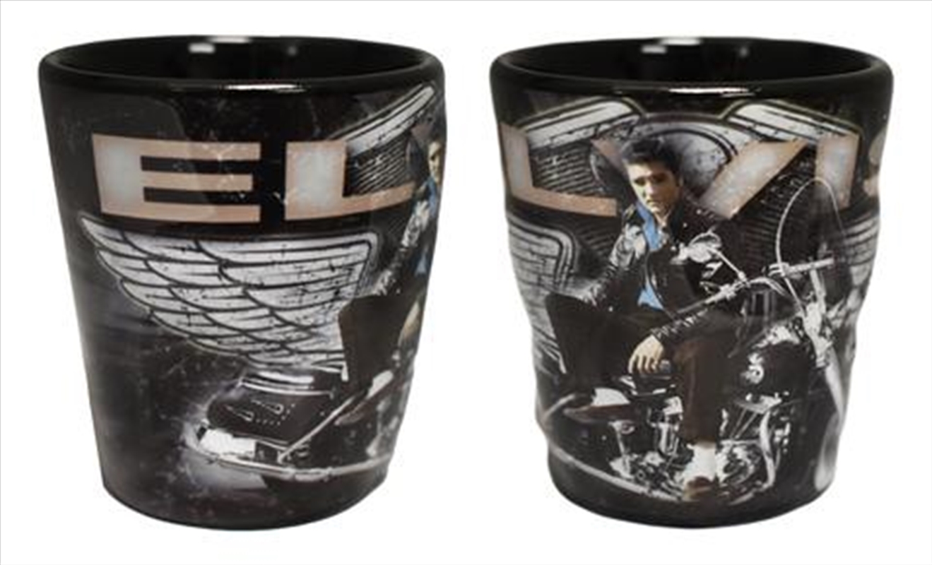 Elvis Shot Glass Motorcycle w/Wings Embossed/Product Detail/Flasks & Shot Glasses