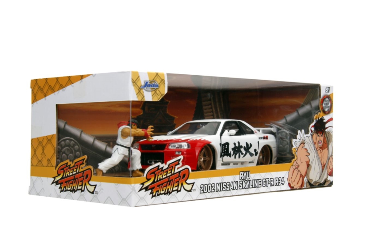 Street Fighter - Nissan Skyline GTR R34 (with Ryu figure) 1:24 Scale Diecast Vehicle Set/Product Detail/Figurines