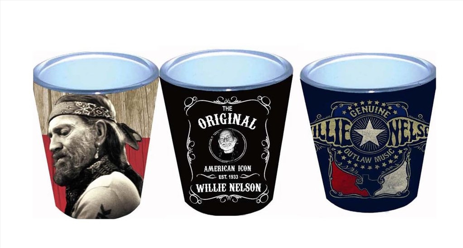 Willie Nelson Shot Glasses w/Black & White/Product Detail/Flasks & Shot Glasses