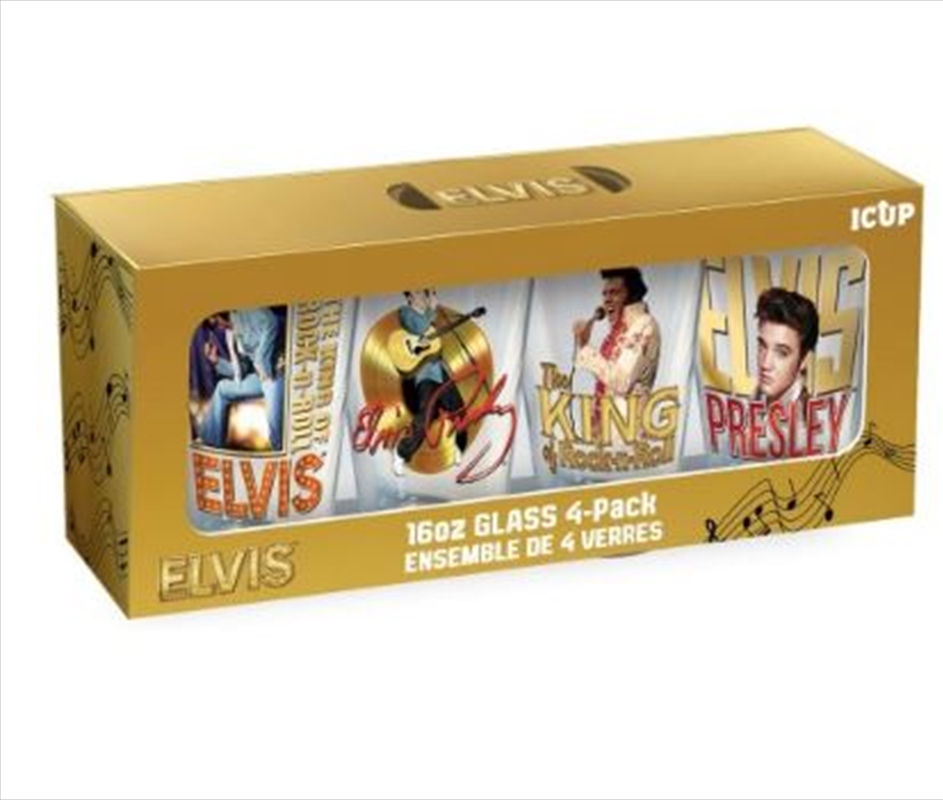 Elvis Drinking Glass Set (4-Pack / 16oz)/Product Detail/Drinkware