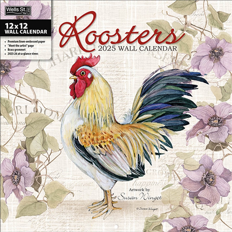 Roosters 2025 Square Calendar/Product Detail/Calendars & Diaries