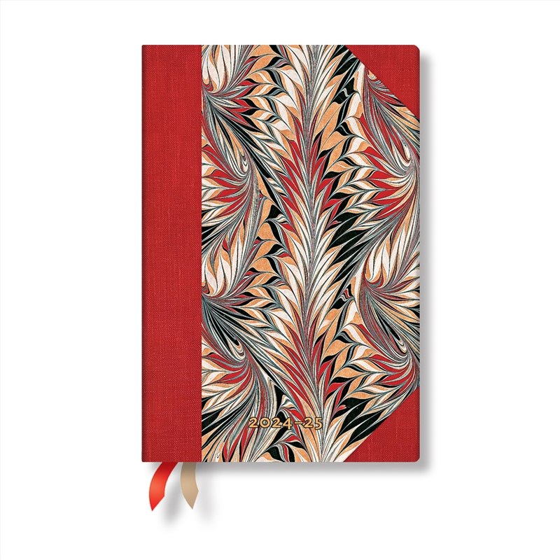 Rubedo (Cockerell Marbled Paper) Mini 12-month Horizontal Hardback Dayplanner 2025 (Elastic Band Clo/Product Detail/Stationery