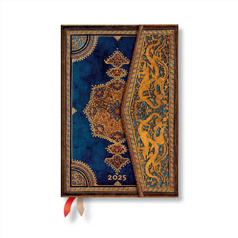 Safavid Indigo (Safavid Binding Art) Mini 12-month Horizontal Hardback Dayplanner 2025 (Wrap Closure/Product Detail/Stationery