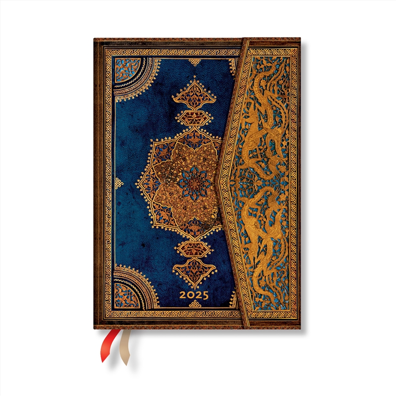 Safavid Indigo (Safavid Binding Art) Midi 12-month Horizontal Hardback Dayplanner 2025 (Wrap Closure/Product Detail/Stationery