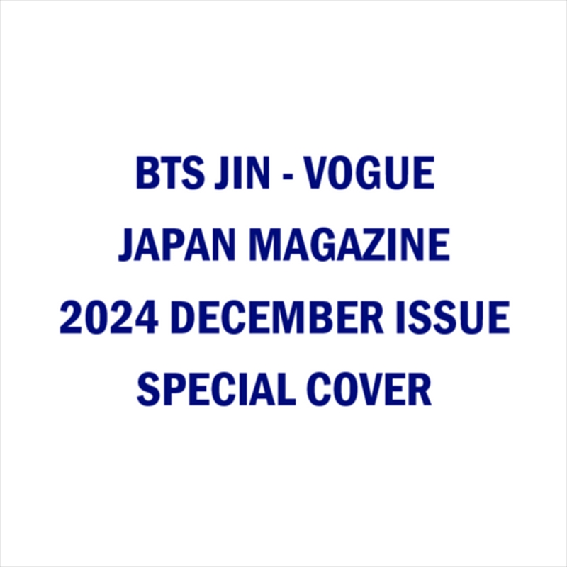 Bts Jin - Vogue Japan Magazine 2024 December Issue Special Cover/Product Detail/KPOP Merch