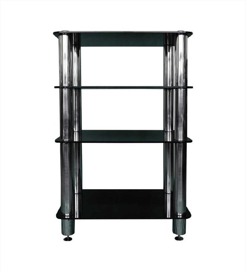 Silcron Steelseries 4 Shelf Hi-Fi Rack - Black Glass/Product Detail/Storage