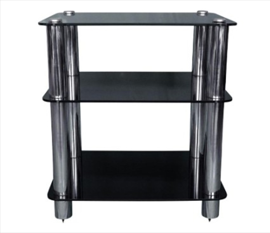 Silcron Steelseries 3 Shelf Hi-Fi Rack - Black Glass/Product Detail/Storage