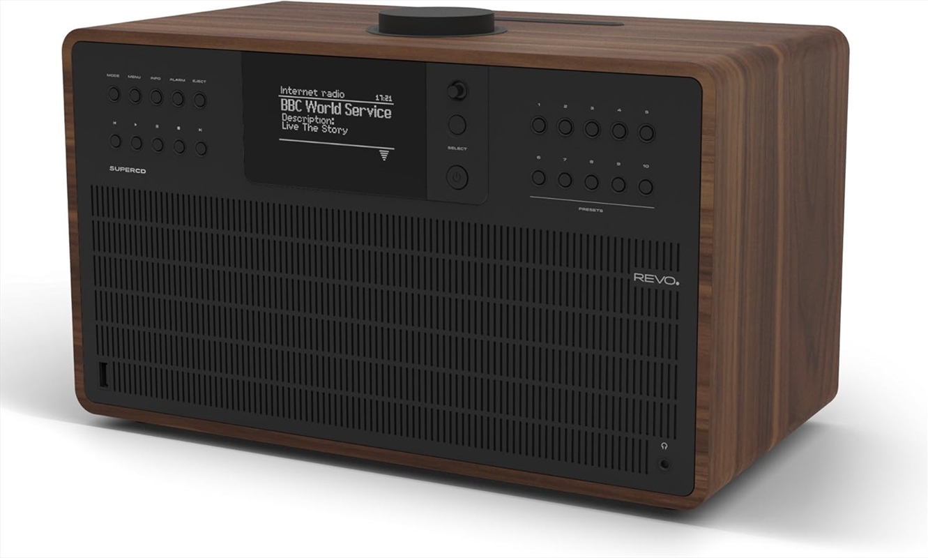 Revo SuperCD CD Player with Internet Radio, Spotify Connect, DAB+, FM and Bluetooth - Walnut Black/Product Detail/Speakers