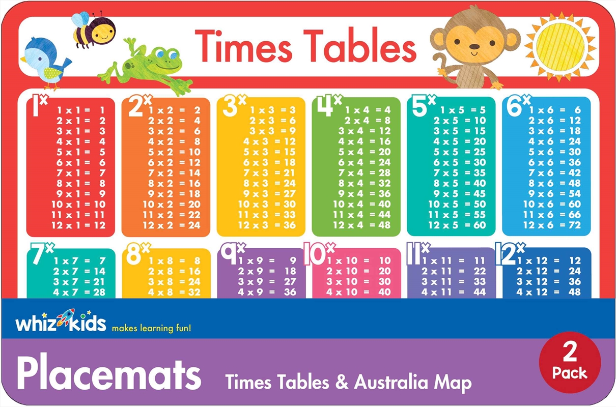 Whiz Kids Placemat Pk Times Table & Australia Map/Product Detail/Children