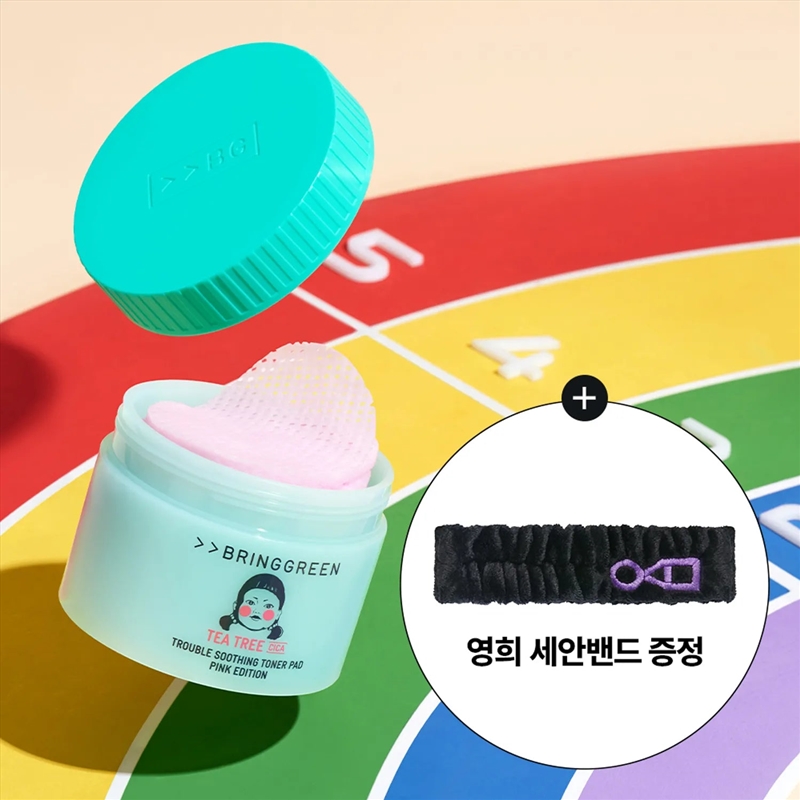 [Netflix] Bringgreen X Squid Game Tea Tree Cica Trouble Soothing Toner Pad Pink Edition 90P Set (+Re/Product Detail/Beauty Products