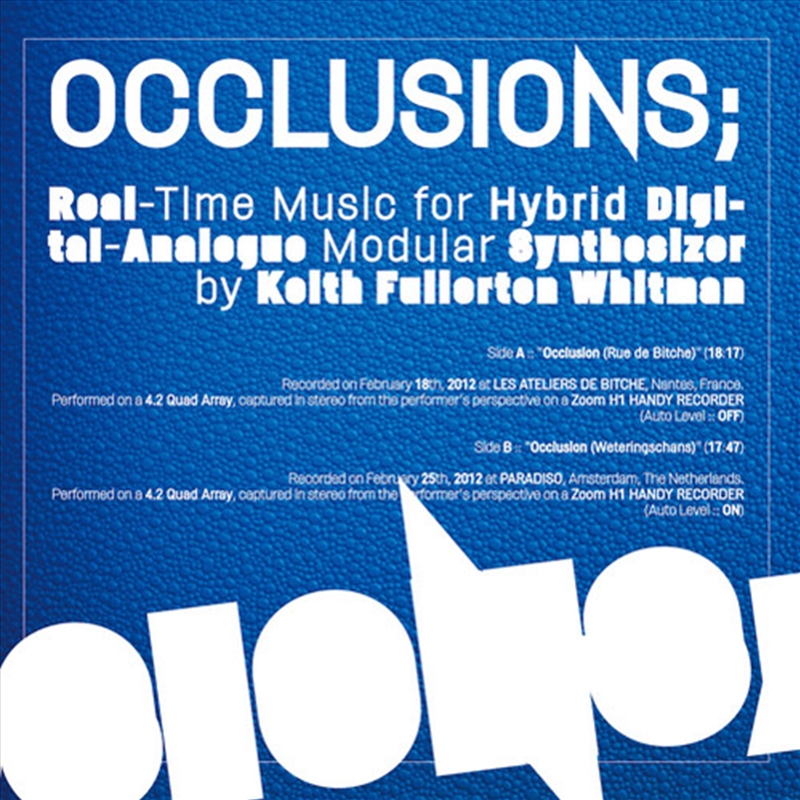 Occlusions: Real-Time Music For Hybrid Digital-Analogue Modular Synthesizer/Product Detail/Dance