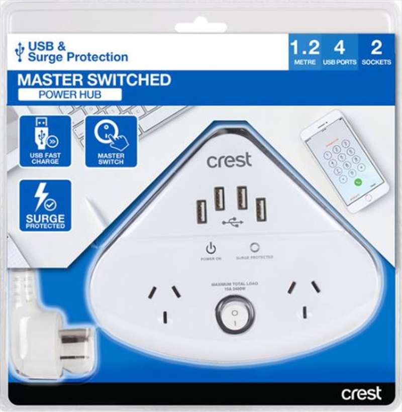 Crest Desktop Corner Power Hub 2 Sock - 4 USB 3.5A/Product Detail/Power Adaptors