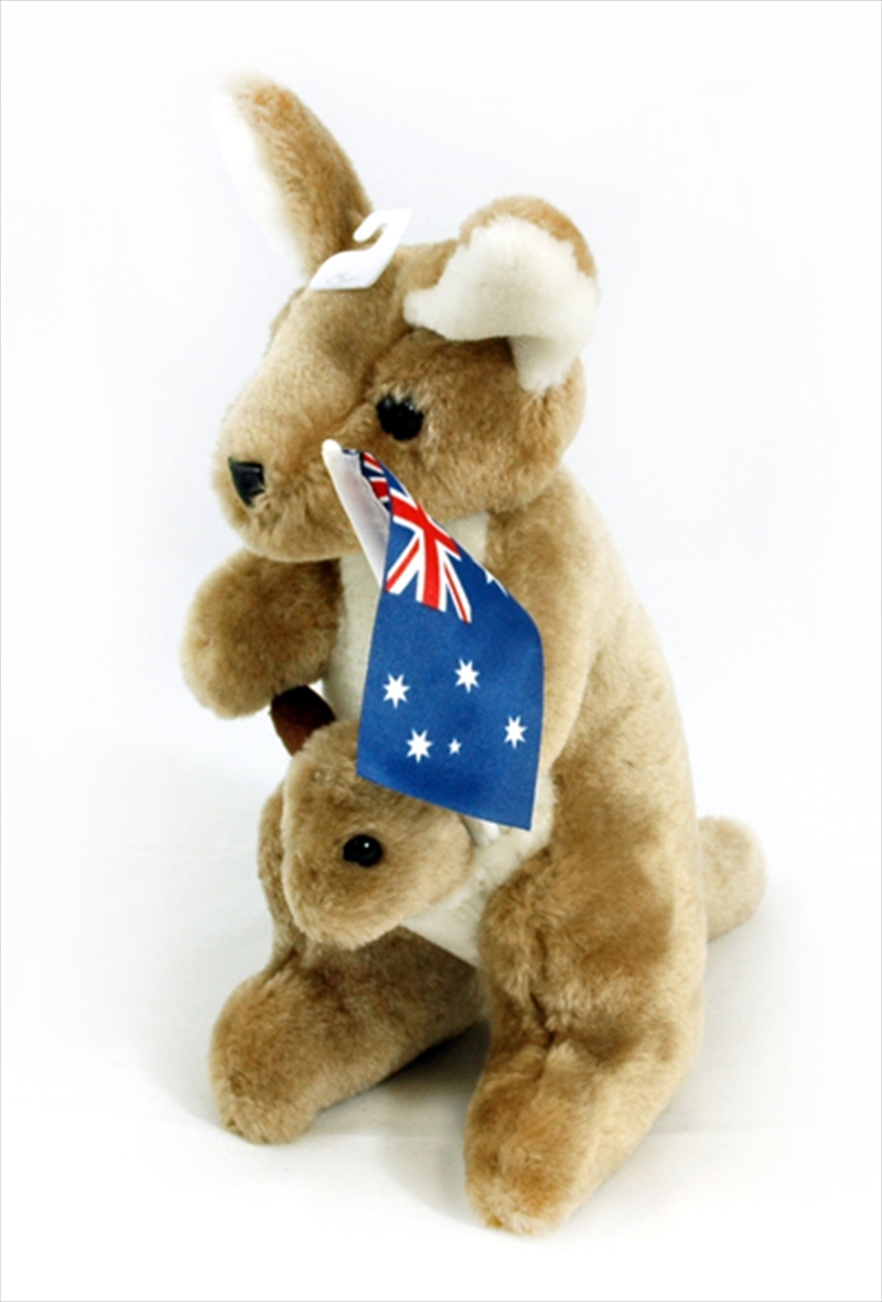 26cm Kangaroo W/Joey And Flag/Product Detail/Plush Toys