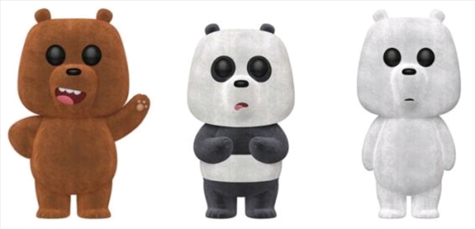 Buy We Bare Bears Grizz Panda And Ice Bear Flocked 3 Pack Pop Vinyl 