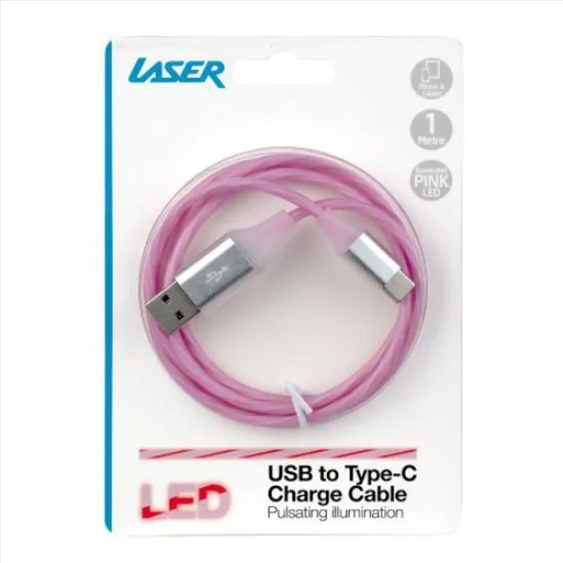 Laser 1m USB to Type-C LED Charge Cable (Pink)/Product Detail/Cables